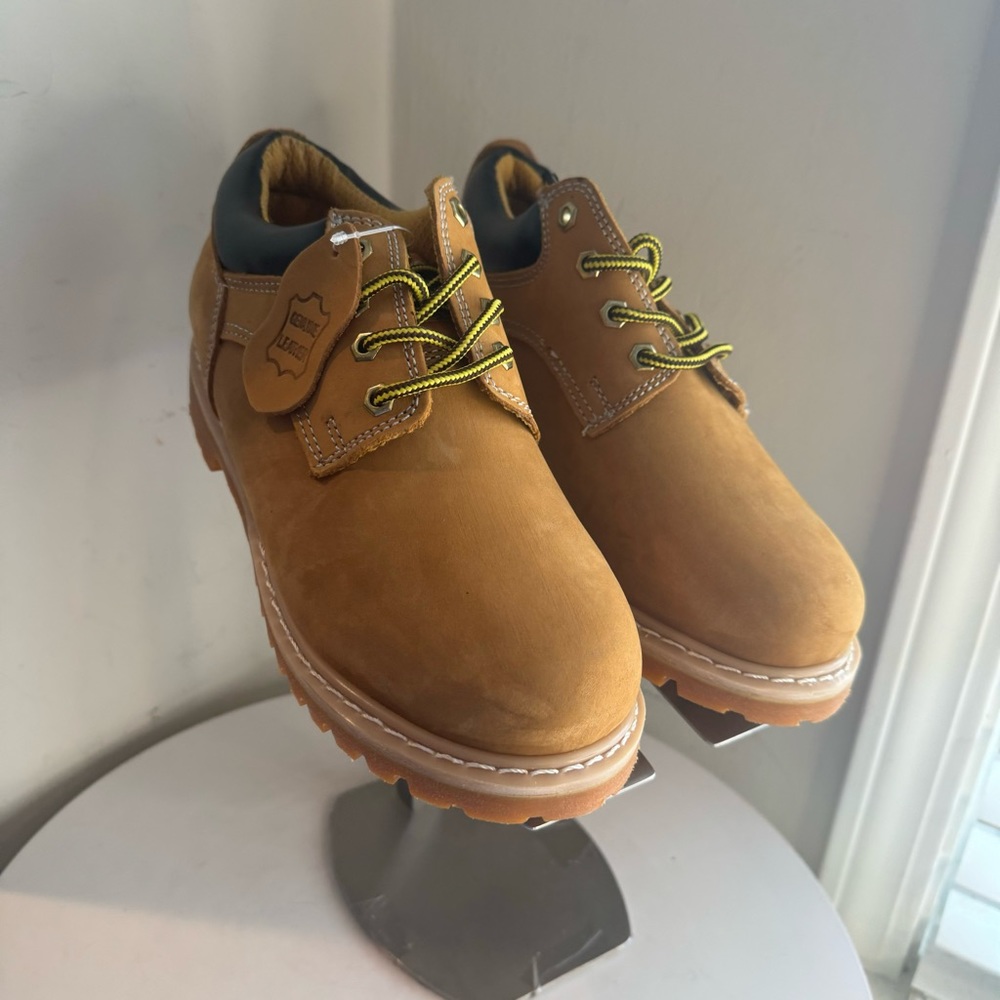 Work Shoes Men's Leather Upper Oil Resistant Oxford 4' Oxford Tan Shoes soft toe